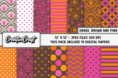 Orange Pink Digital Paper, orange pink digital scrapbook Product Image 1