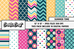 Summer Digital Paper, summer graphic, beach illustrations Product Image 2