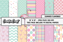 Summer Flamingo Digital Papers, summer digital scrapbook Product Image 2