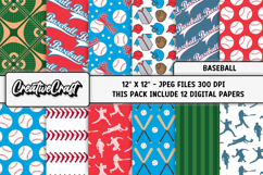 Baseball Sport Digital Papers, background designs, scrapbook Product Image 2