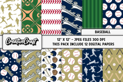 Baseball Sport Digital Paper, baseball graphic illustrations Product Image 2