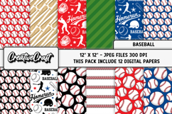 Baseball Sport Digital Paper, baseball graphic illustrations Product Image 2