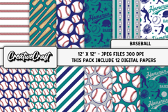Baseball Sport Digital Paper, baseball graphic illustrations Product Image 2