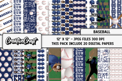 Baseball Sport Digital Paper, baseball graphic illustrations Product Image 1