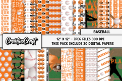 Baseball Sport Digital Paper, baseball graphic illustrations Product Image 1