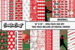 Baseball Sport Digital Paper, baseball graphic illustrations Product Image 2