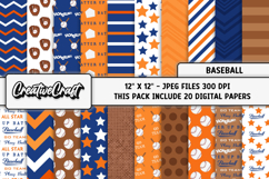Baseball Sport Digital Paper, baseball graphic illustrations Product Image 2