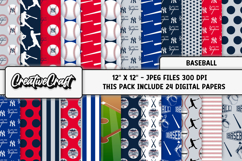 Baseball Sport Digital Paper, baseball graphic illustrations Product Image 1