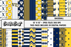 Baseball Sport Digital Paper, baseball graphic illustrations Product Image 1