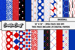 Baseball Sport Digital Paper, baseball graphic illustrations Product Image 1