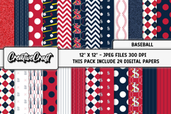 Baseball Sport Digital Paper, baseball graphic illustrations Product Image 2