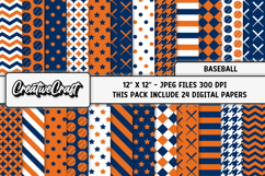 Baseball Sport Digital Paper, baseball graphic illustrations Product Image 2