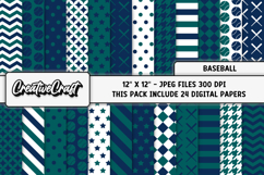 Baseball Sport Digital Paper, baseball graphic illustrations Product Image 2