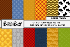 Cowboy Digital Paper, sheriff graphic, cowboy illustrations Product Image 1