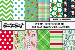 Christmas Digital Paper, christmas scrapbook illustrations Product Image 1