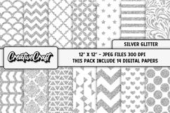 Silver Digital Papers, silver scrapbook, silver backgrounds Product Image 2
