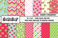 Shabby Chic digital paper, strawberry digital paper graphics Product Image 2