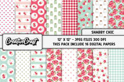 Shabby Chic digital paper, shabby chic backgrounds designs Product Image 2