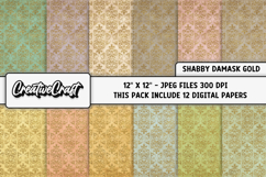 Shabby Chic digital paper, shabby gold backgrounds designs Product Image 2