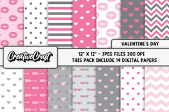 Valentines Day Digital Papers, scrapbook backgrounds designs Product Image 1