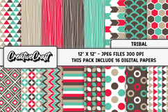 Boho Tribal Digital Papers, boho tribal digital scrapbook Product Image 2