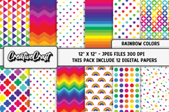 Rainbow Colors Digital Papers, scrapbook backgrounds designs Product Image 1