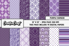 Purple Damask Digital Papers, lavender digital scrapbooking Product Image 2