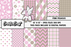 Pink Pegasus Digital Papers, pegasus background illustration Product Image 2