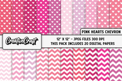Pink Heart Chevron Digital Papers, valentines day background Product Image 2