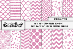 Pink Glitter Digital Papers, pink glitter background designs Product Image 2