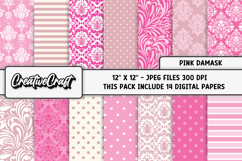 Pink Damask Digital Papers, pink colors digital scrapbooking Product Image 2