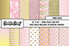Pink Gold Digital Papers, pink gold background illustrations Product Image 2