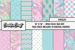 Paisley Digital Papers, pastel colors backgrounds designs Product Image 1