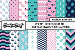 Nautical Baby Girl Digital Paper, nautical background design Product Image 2