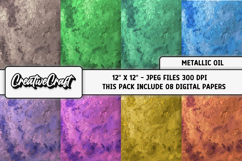 Metallic Oil Digital Papers, metallic oil backgrounds design Product Image 2