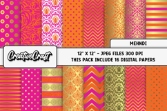 Mehndi Digital Papers, mehndi backgrounds illustrations Product Image 2