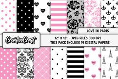 Love Paris Digital Papers, scrapbooking, backgrounds designs Product Image 2