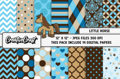 Little Horse Digital Papers, cowboy backgrounds illustration Product Image 2