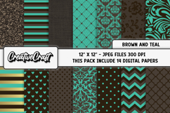 Brown Teal Digital Papers, brown backgrounds illustrations Product Image 2