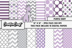 Purple Baby Digital Papers, baby backgrounds illustrations Product Image 2