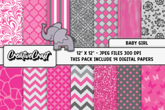 Baby Girl Digital Papers, baby shower digital scrapbooking Product Image 2