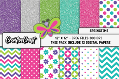 Springtime Digital Papers, spring backgrounds illustrations Product Image 2