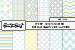 Baby Boy Digital Paper, baby boy graphics, baby illustration Product Image 2