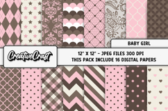 Baby Girl Digital Papers, baby shower digital scrapbooking Product Image 2