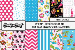 Pirate Girls Digital Papers, pirates backgrounds designs Product Image 2