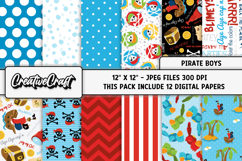 Pirate Boys Digital Papers, pirates backgrounds designs Product Image 2