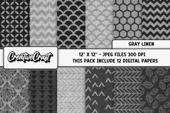 Gray Linen Textures Digital Papers, linen backgrounds design Product Image 2