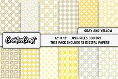 Gray Yellow Digital Papers, baby shower backgrounds designs Product Image 2