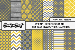 Gray Yellow Digital Papers, honeybee backgrounds designs Product Image 2