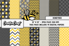 Honey Bee Digital Paper, honeybee scrapbook, illustrations Product Image 1
